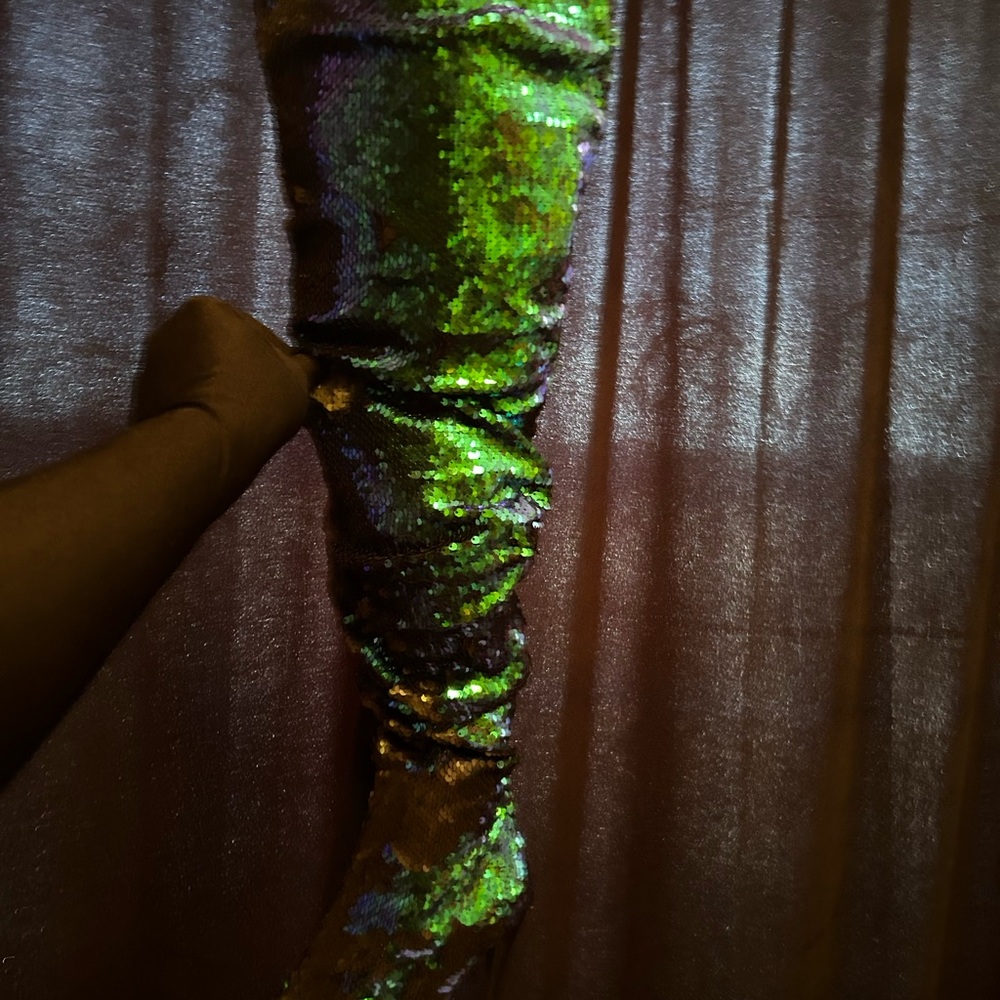 Green Sequin Over-the-Knee Boots